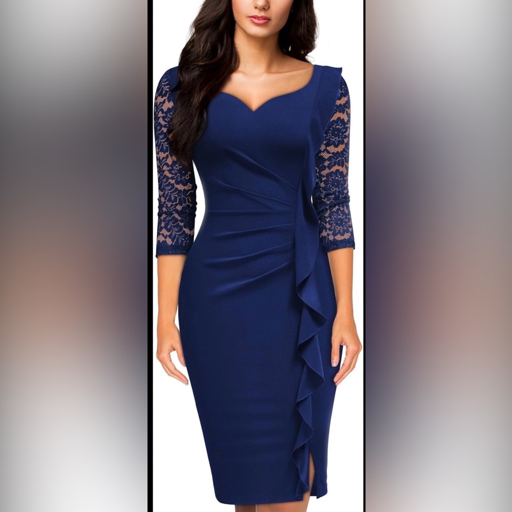 Miusol Black Lace sleeve Dress
